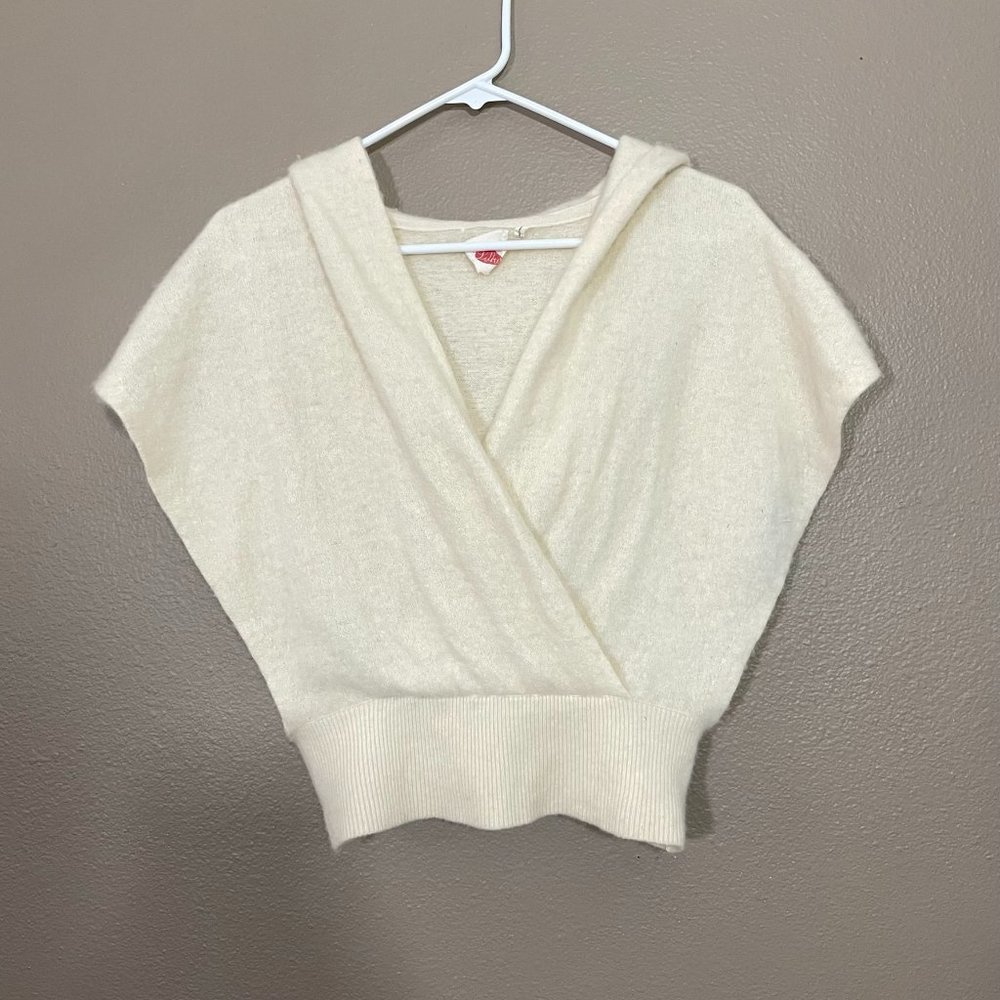 Anthropologie Lilka Size S  Cashmere Sleeveless Hooded Pullover Sweater Cream